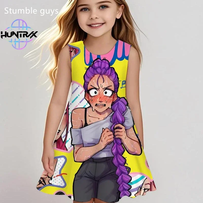 

Kpop Demon Hunters Summer Dress Girls Kids Anime Cartoon 4-10Y Beach Dress Fashion Sleepwear