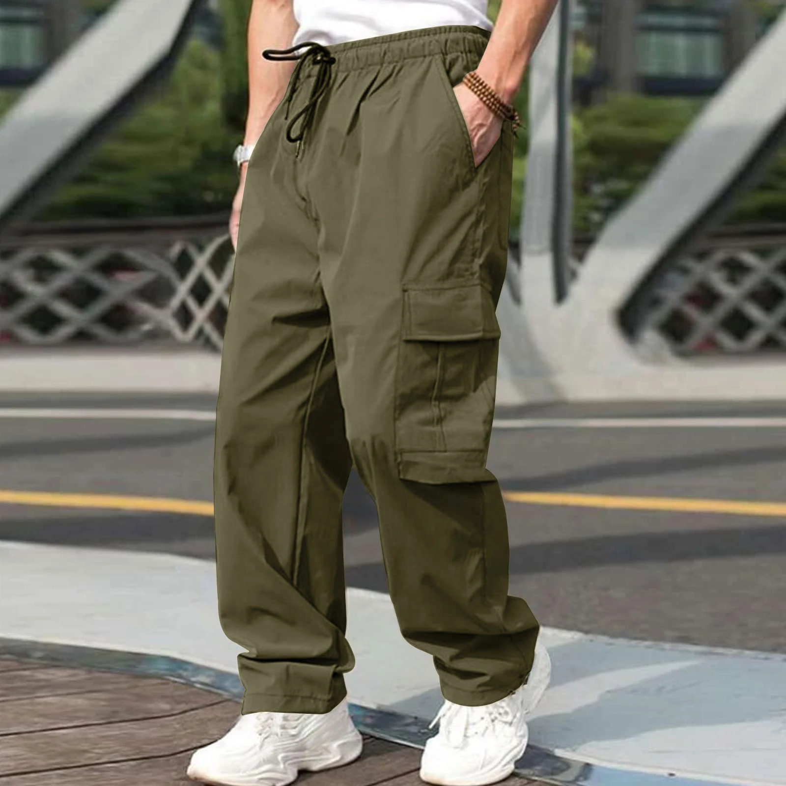 Spring and Autumn best-selling men's military thin multi-pocket workwear pants, American woven straight-leg sports trousers