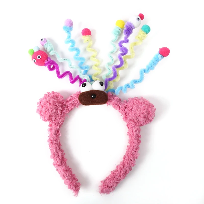 1PC Cartoon Sausage Mouth Wool Roll Hairbands Kids Lovely Funny Headband Ornament Hoops Band Hair Accessories Autumn And Winter