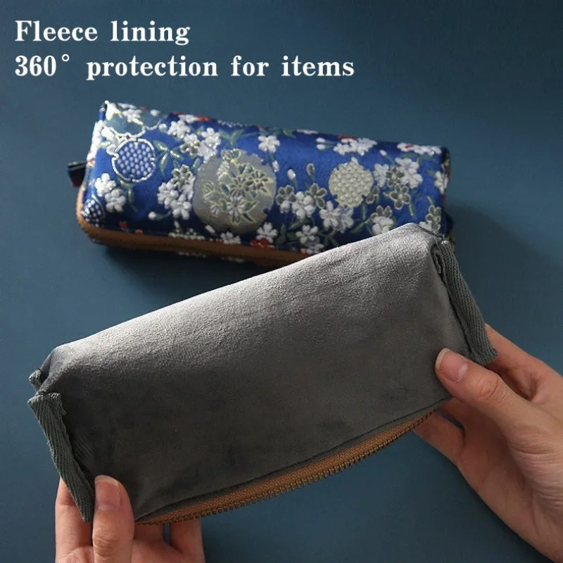 Vintage Embroidery Pencil Case Art Flower Bird Silk Brocade Pen Bags School Supplies Household Sundry Storage Pouch Kids Gifts