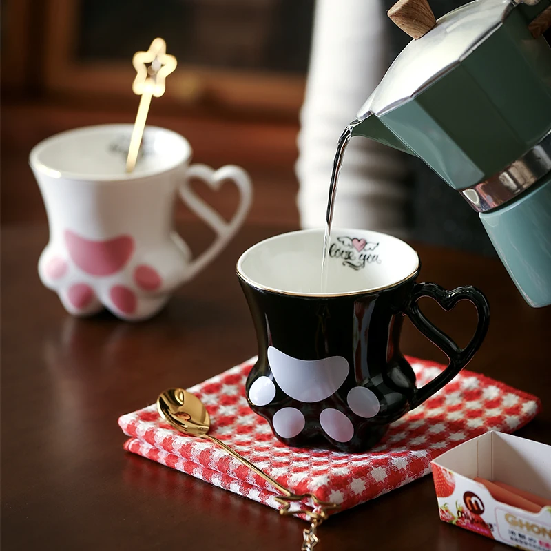 Creative Cartoon Cute Cat Paw Ceramic Coffee Mug Exquisite 300ml Ladies Tea Cup Cat Paw Water Cup Birthday Gift Home Decoration