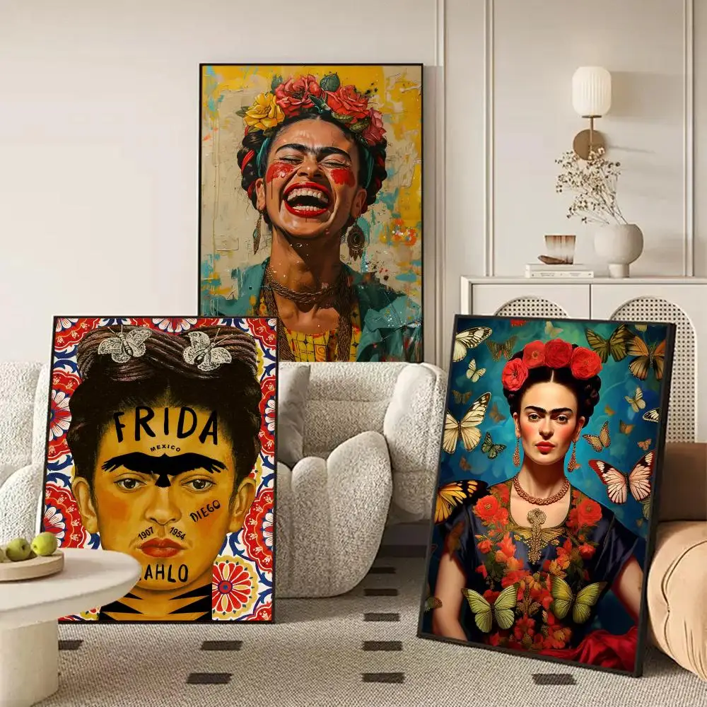 Frameless Hot F-Frida K-Kahlo Art Poster Removable Wall Sticker Self Adhesive Art Mural Home Office Living Room Dining Room Wall