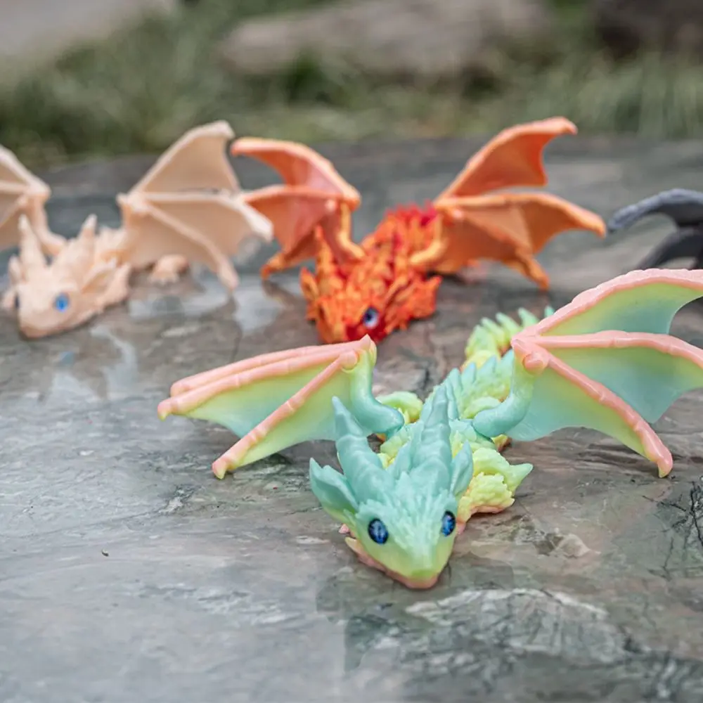 

With Wings 3D Printed Flying Dragon Toy Articulated Creative Simulated Dragon Ornament Joint Movable PLA Western Dragon Model