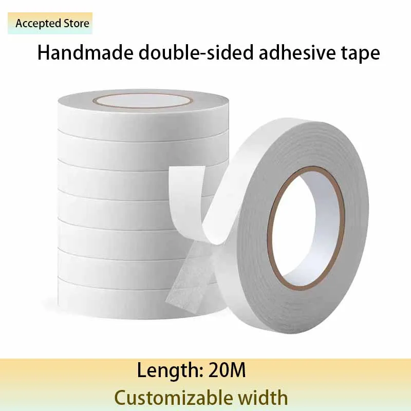 

Handmade White Super Strong Double-Sided Tape Paper, Strong Ultra-Thin High Adhesion Cotton, DIY Household Double-Sided Tape 20m