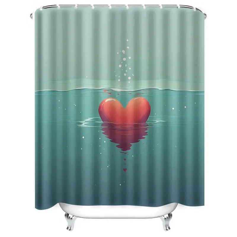 Wasserdichter Duschvorhang „Sheating in Water Heart“, moderne Badezimmerdekoration, einzigartiges und stilvolles Design für einen romantischen Look