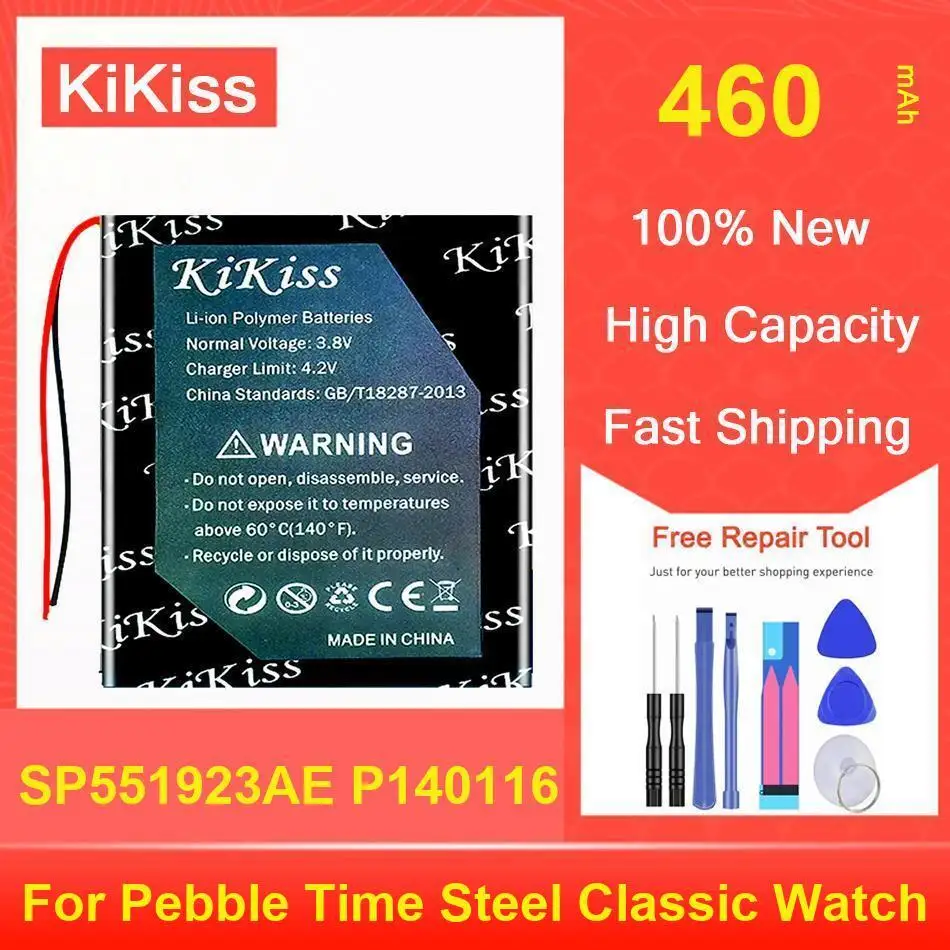

For Pebble Time Steel Classic Smart Watch Batteries Durable 460Mah SP551923AE P140116 Smartwatch Battery