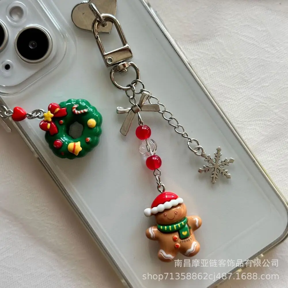 พวงกุญแจโดนัทขนมปังขิงวันคริสต์มาส สายคล้องโทรศัพท์มือถือ สายคล้องกระเป๋า ของตกแต่งแขวน สายคล้องกล้อง ของขวัญเทศกาลสำหรับเพื่อน