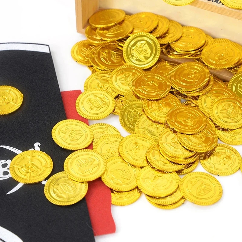 50Pcs Silver Gold Coin Pirate Treasure Kids Toys Halloween Party Bag Fillers Kinder Spielzeuge Juegos Divertidos Para Fiestas