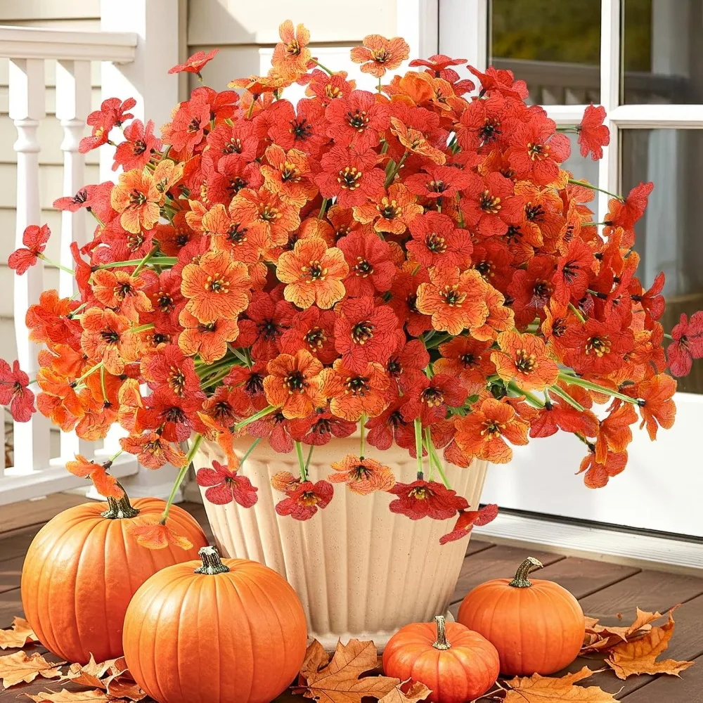 

Artificial Fall Flowers for Outdoors 12 Bundles Faux Mums Outdoor Plants UV Resistant Fake Silk Flowers for Planters Gar