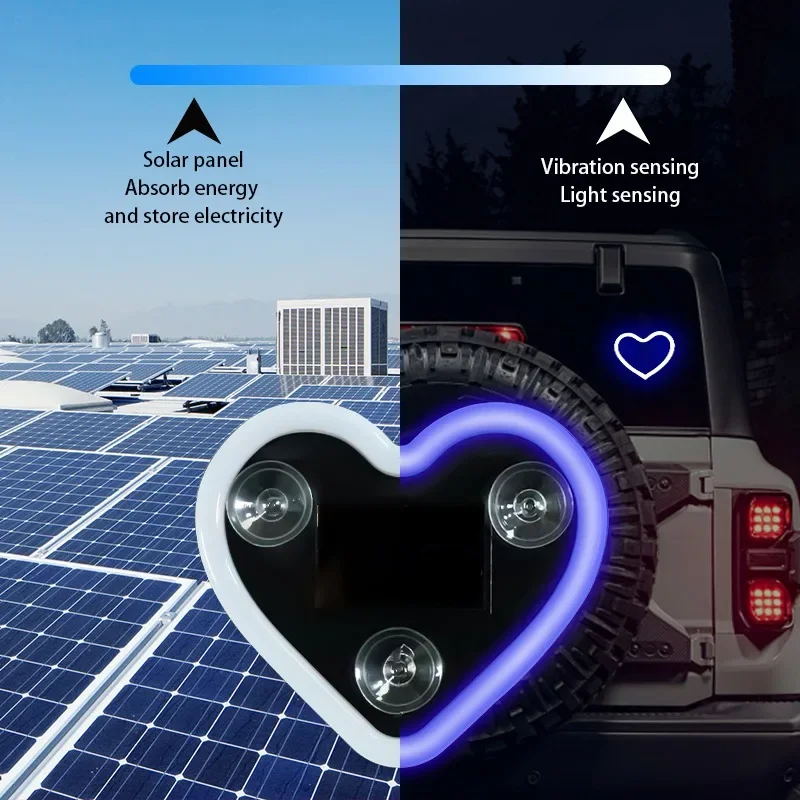 Car solar heart-shaped LED atmosphere light Universal Solar Car Window Decoration Neon Light For Suzuki SX4 Liana Grand Swift view 5