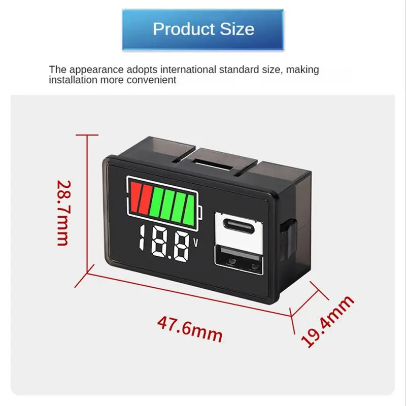 #52S Battery Charge Level Indicator, Dual USB DC 8-30V,Battery Charge Level Indicator,(ABS)