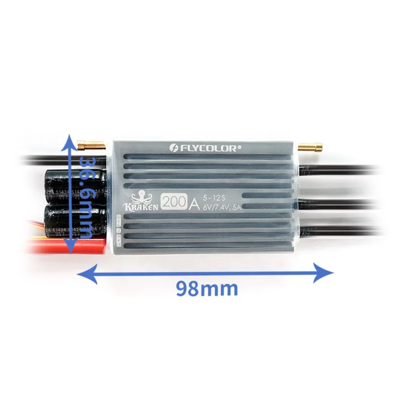 FLYCOLOR KRAKEN Pengontrol Kecepatan ESC Brushless Tahan Air Tegangan Tinggi 5-12S Lipo 120A 160A 200A untuk Kapal RC