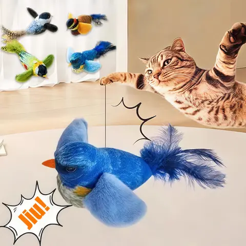 Interactief kattenspeelgoed Geïmiteerd Tjilpen Vogel Kattenspeelgoed Mus met kattenkruid Piepspeelgoed Simulatie Vogeluid Geen batterij Hondenspeelgoed