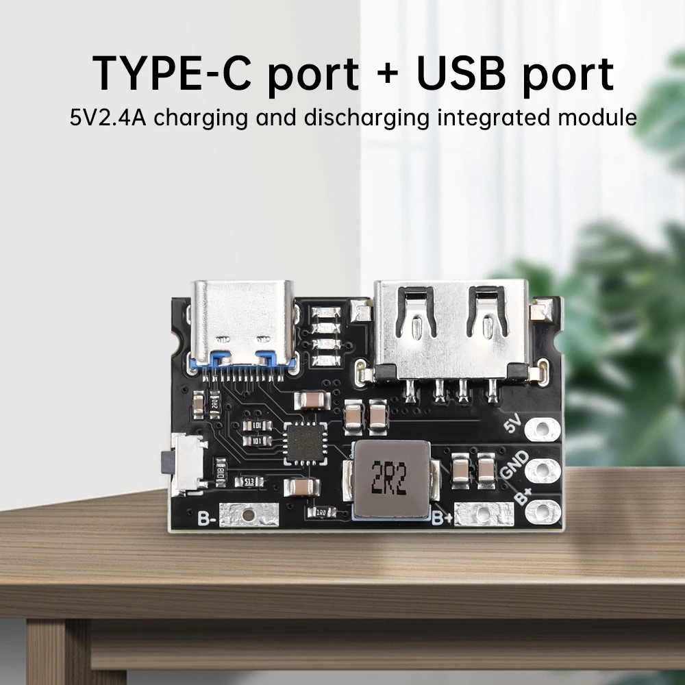 TYP C + USB 5V 2.4A Lade- und Entlademodul Einzel-Lithium-Batterie-Ladeplatine 5V unterstützt Laden und Entladen – Detail 4