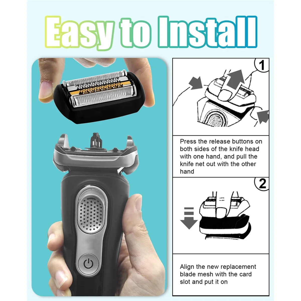 HOT 92B Replacement Shaver Head for Braun 9 Series Foil Shaver 9040s, 9080cc, 9093s, 9095cc, 9240s, 9242s, 9260s, 9280cc