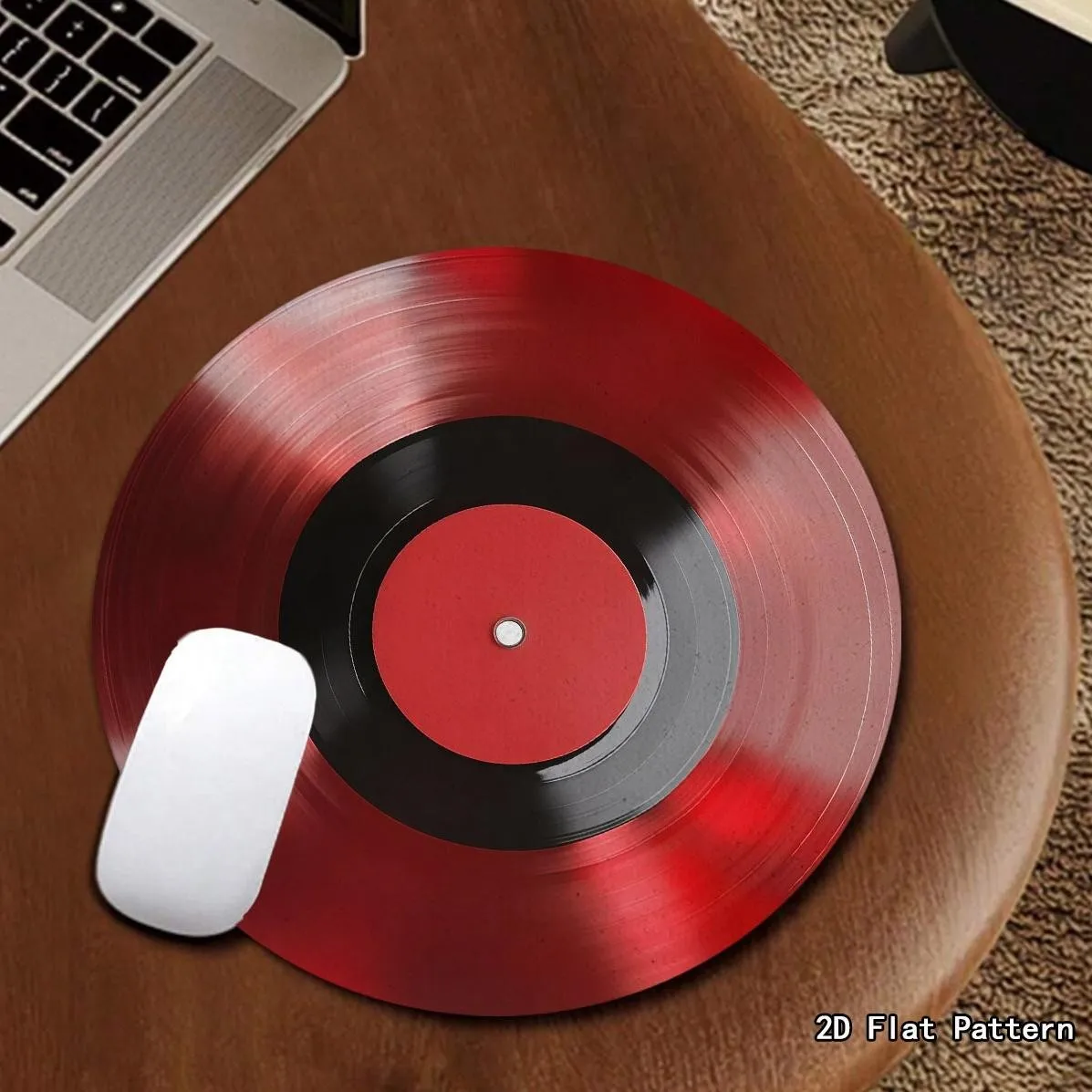 Red Vinyl Record Style Mouse Pad Office Desktop Mousepad Desk Accessories Rug Computer Desk Mat Rug Mousepads Desk Decorating
