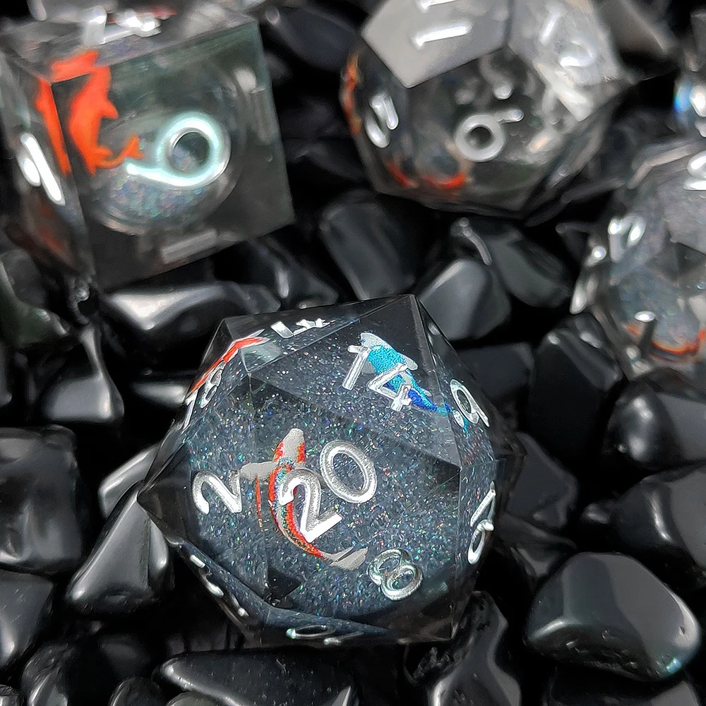 DND Liquid Quicksand Resin Dice D and D D20 Dungeon and Dragon Table Role Playing Game Dice D+D D6 Polyhedral Dice RPG D&D Set