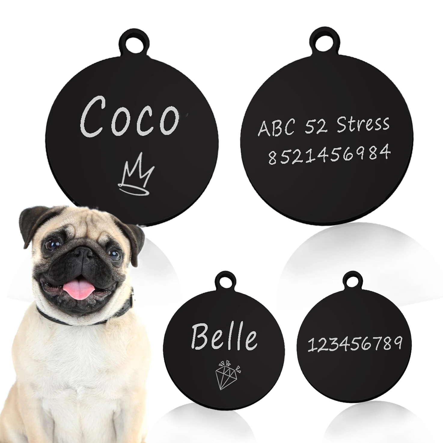 Free Customized Pet Cat Dog ID Tag Personalized Name Tags Puppy Stainless Steel Accessories Dropshipping