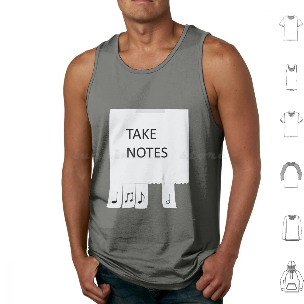 Take Notes Tank Tops Print Cotton Note Memo Office Music Sheet Compose Composition School Fun Pun Joke Teacher Student