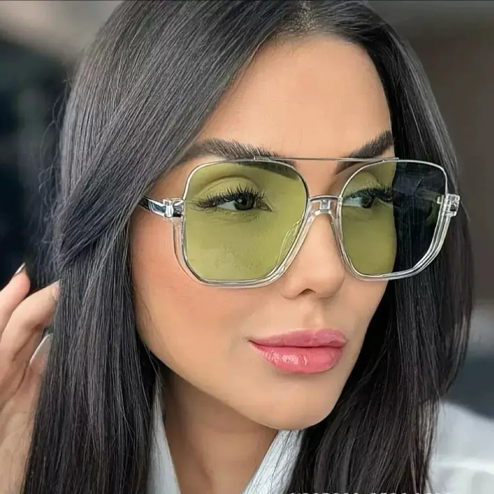 Trendy Double Beam Thick Square Sunglasses for Women 2026 New Oversized Retro UV400 Sun Glasses Fashion Ladies Designer Frame