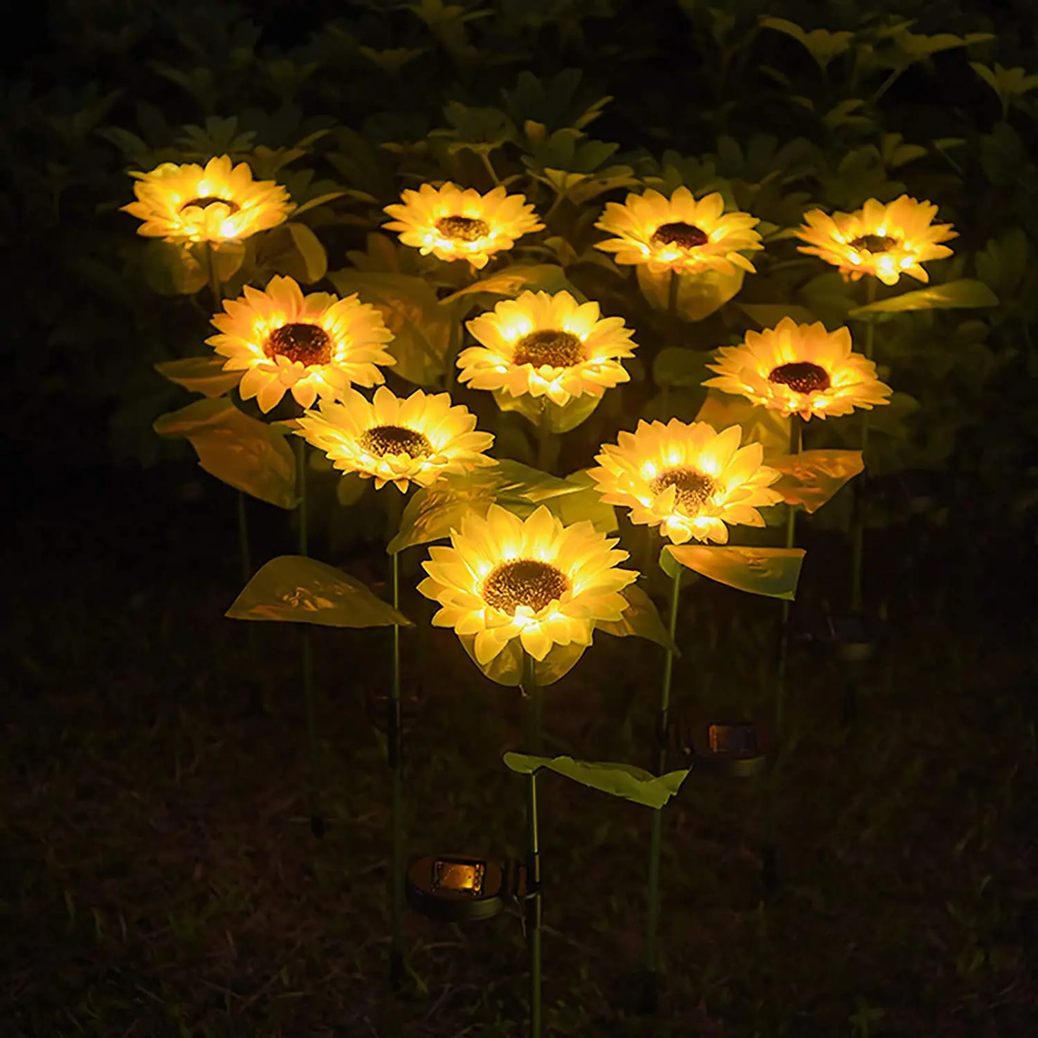 2pcs Garden Lights Solar LED Light Waterproof Sunflower Lawn Light Courtyard Garden Decor Outdoor Landscape Lighting for Patch