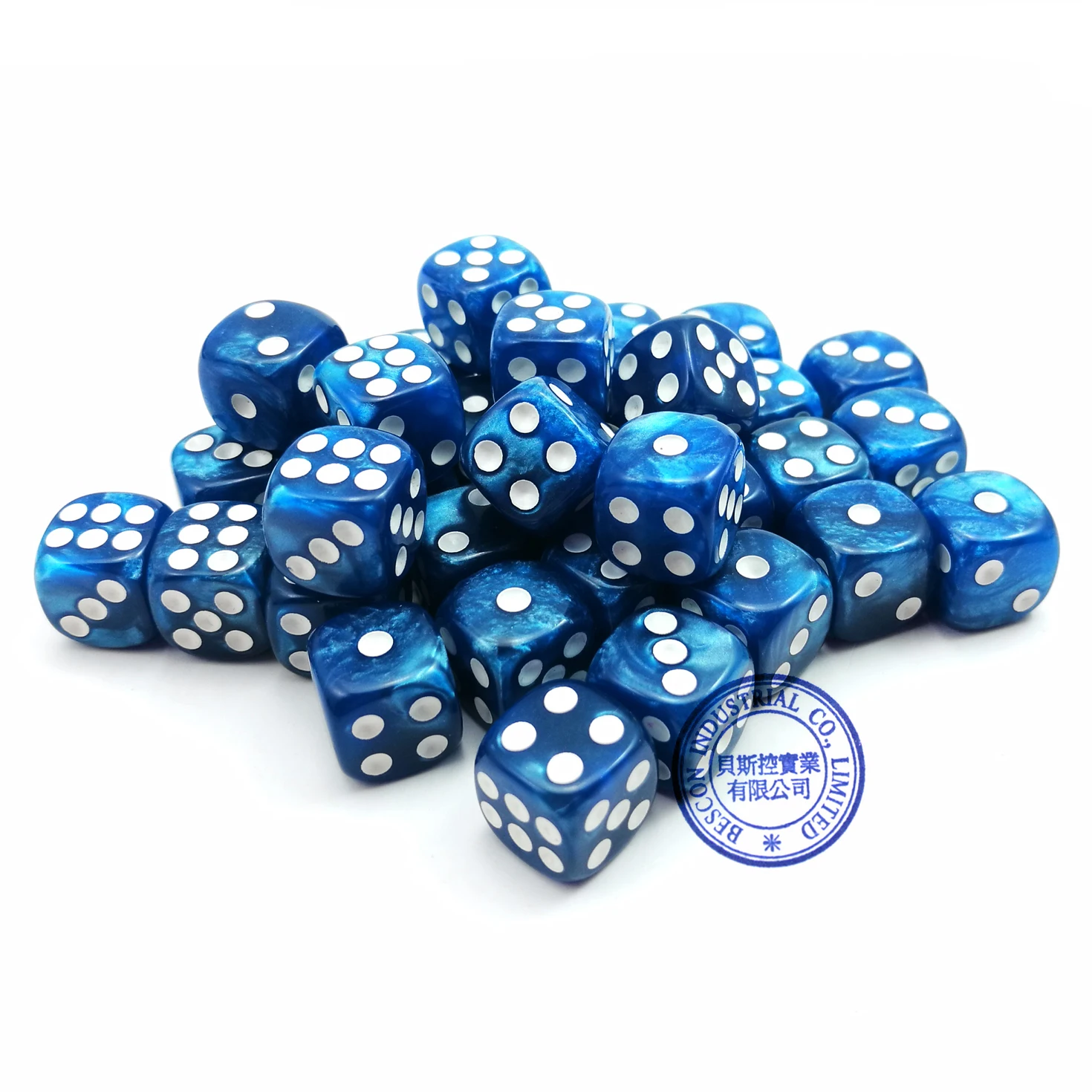 Bescon 12mm 6 Sided Dice 36 in Brick Box, 12mm Six Sided Die (36) Block of Dice, Marble Blue