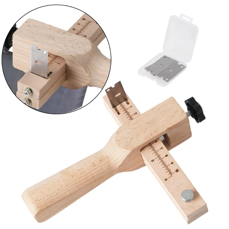 

DIY Belt Wooden Cutting Tools Professional Leather Adjustable Strip and Strap Cutter Craft Tool Hand Cutting with 5 Blades Tools