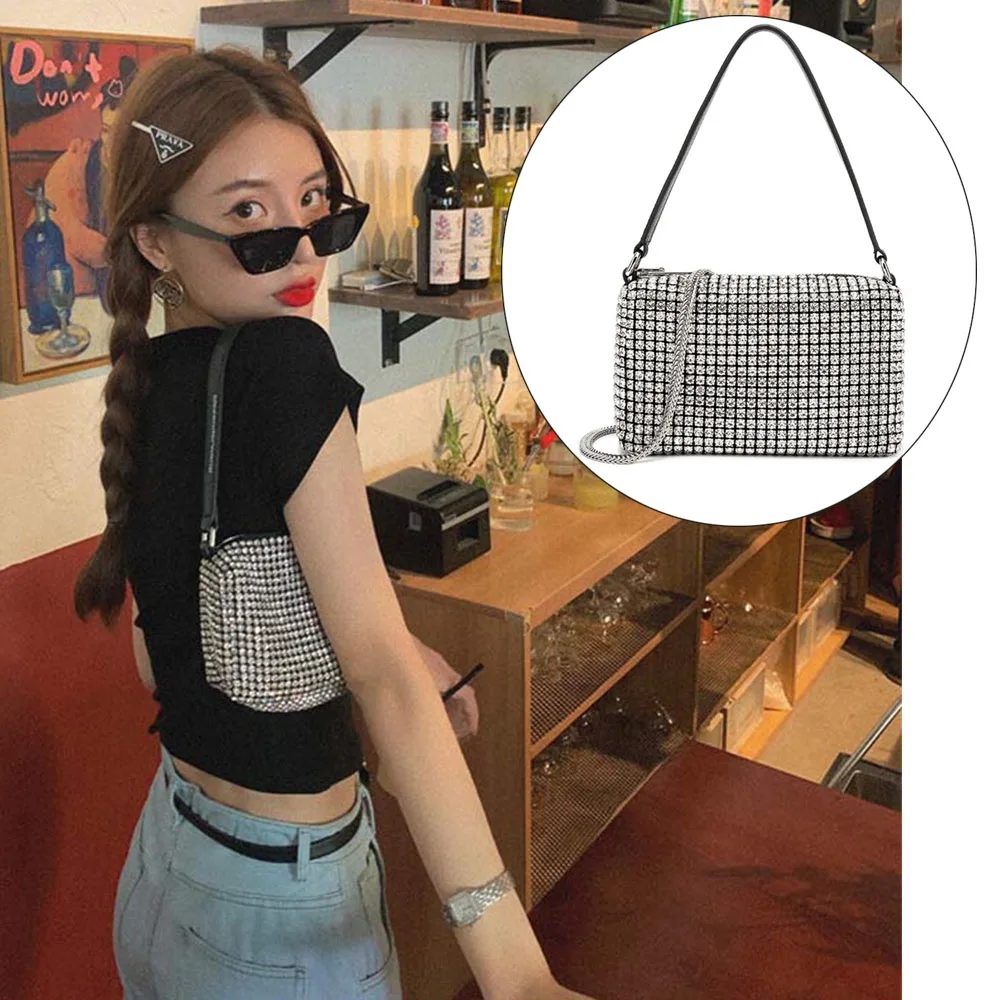 Marfino novo na bolsa para as mulheres strass brilhando diamantes bolsa senhoras feminino crossbody bolsa de ombro