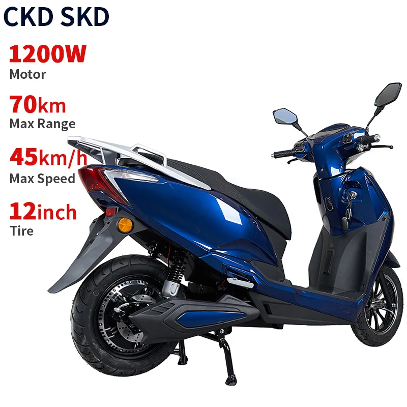 2024 ev scooter electric motorcycle SKD CKD 12inch 1200W electric pedal moped for adult