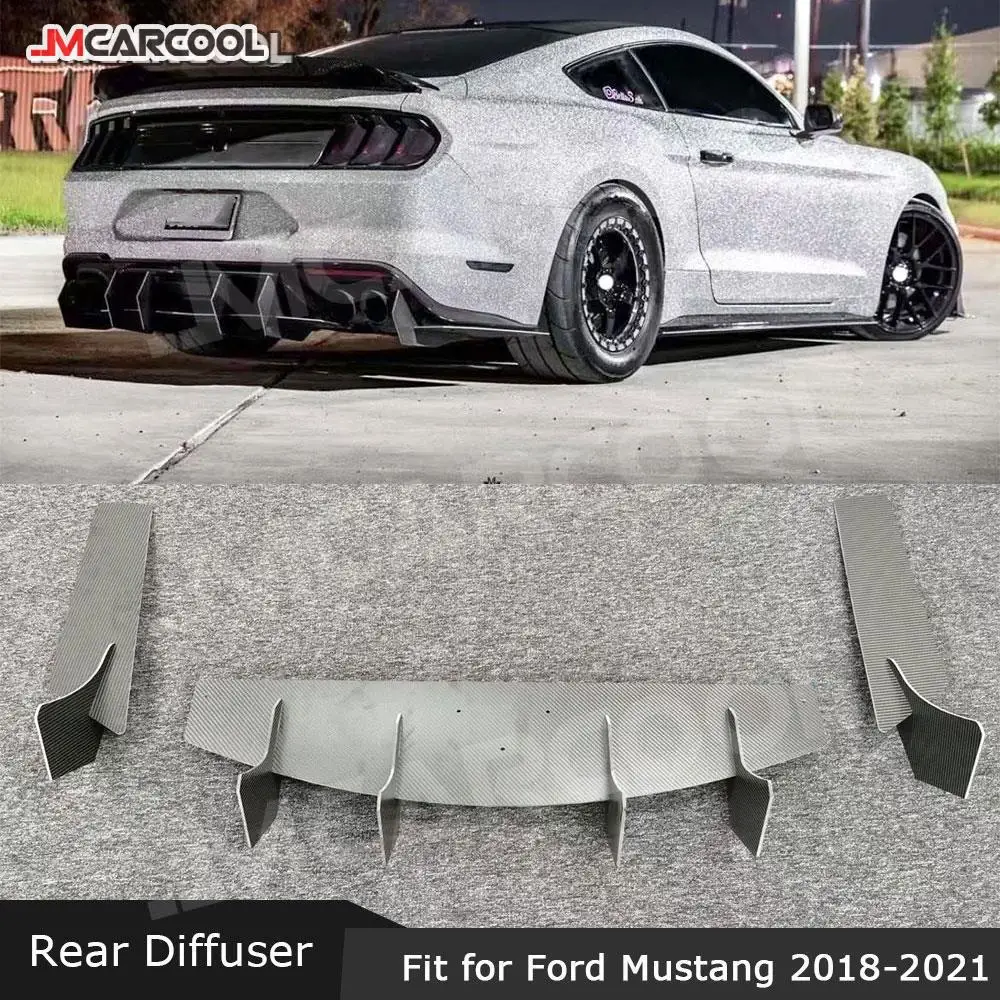 

Carbon Fiber Rear Bumper Lip Diffuser FRP Prime Extension Cover For Ford Mustang 2018-2021