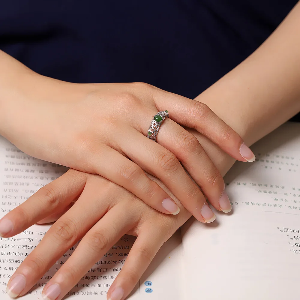 HX New Simple Hollow Trend Ring Female Personality Open Ring Opening Adjustable Temperament White Fashion Jewelry image 4