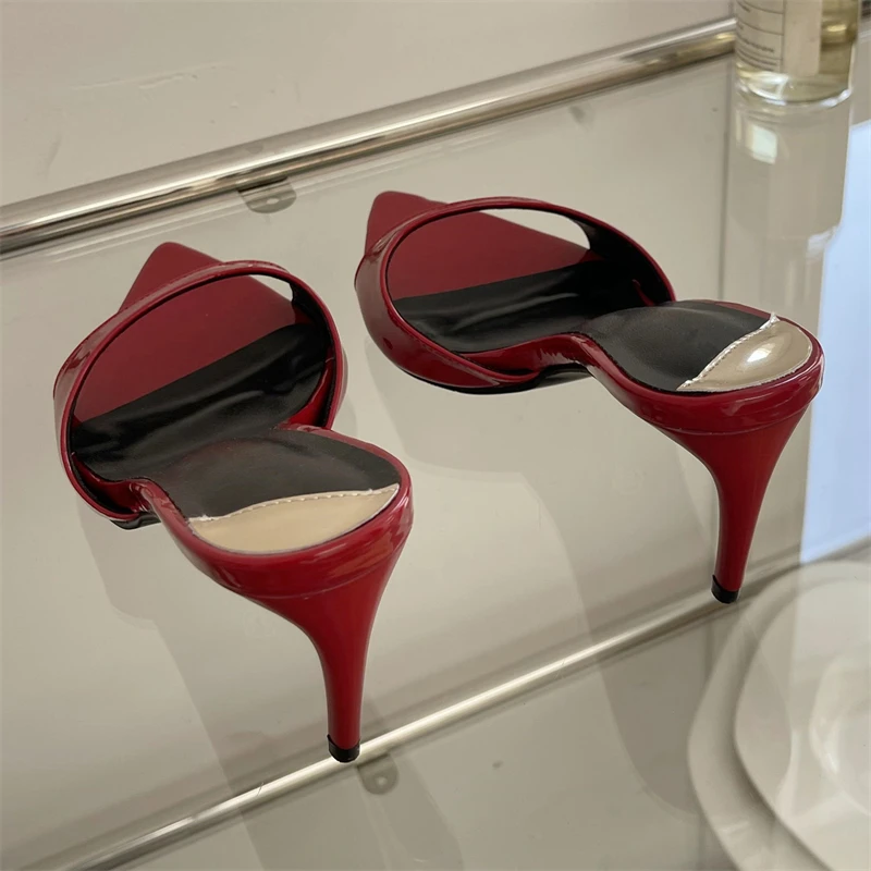 Zapatilla Sexy de tacón fino para Mujer, moda de verano, sandalias con punta estrecha, sandalias de fiesta, zapatos de mula, Zapatillas para Mujer