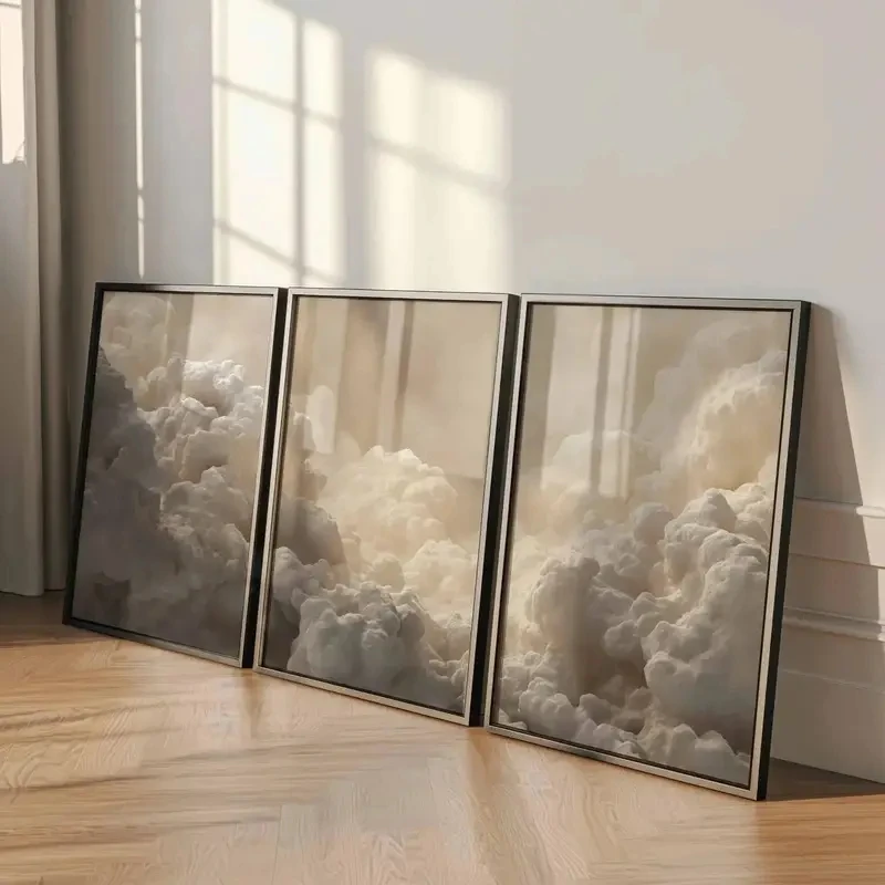 Retro White Cloud Canvas Set 3