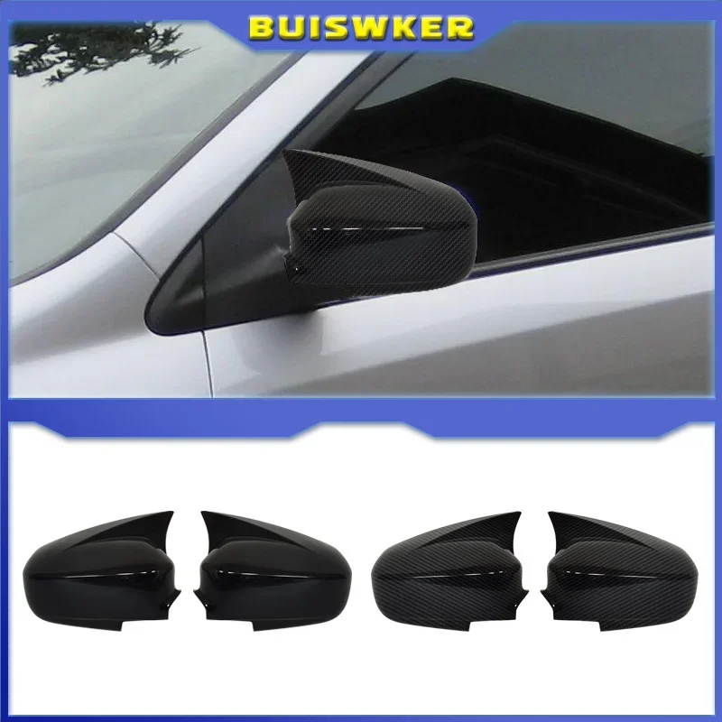 Side Glass Mirror Cover Trim Frame Side Mirror Caps for Honda Civic 2004 2005 Car Carbon Fiber Ox Horn Rearview