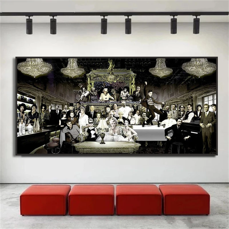 Movie Famous Actors Get Together Celebrate Wall Art Poster Canvas Painting Singer Star Figure Picture for Living Room Home Decor