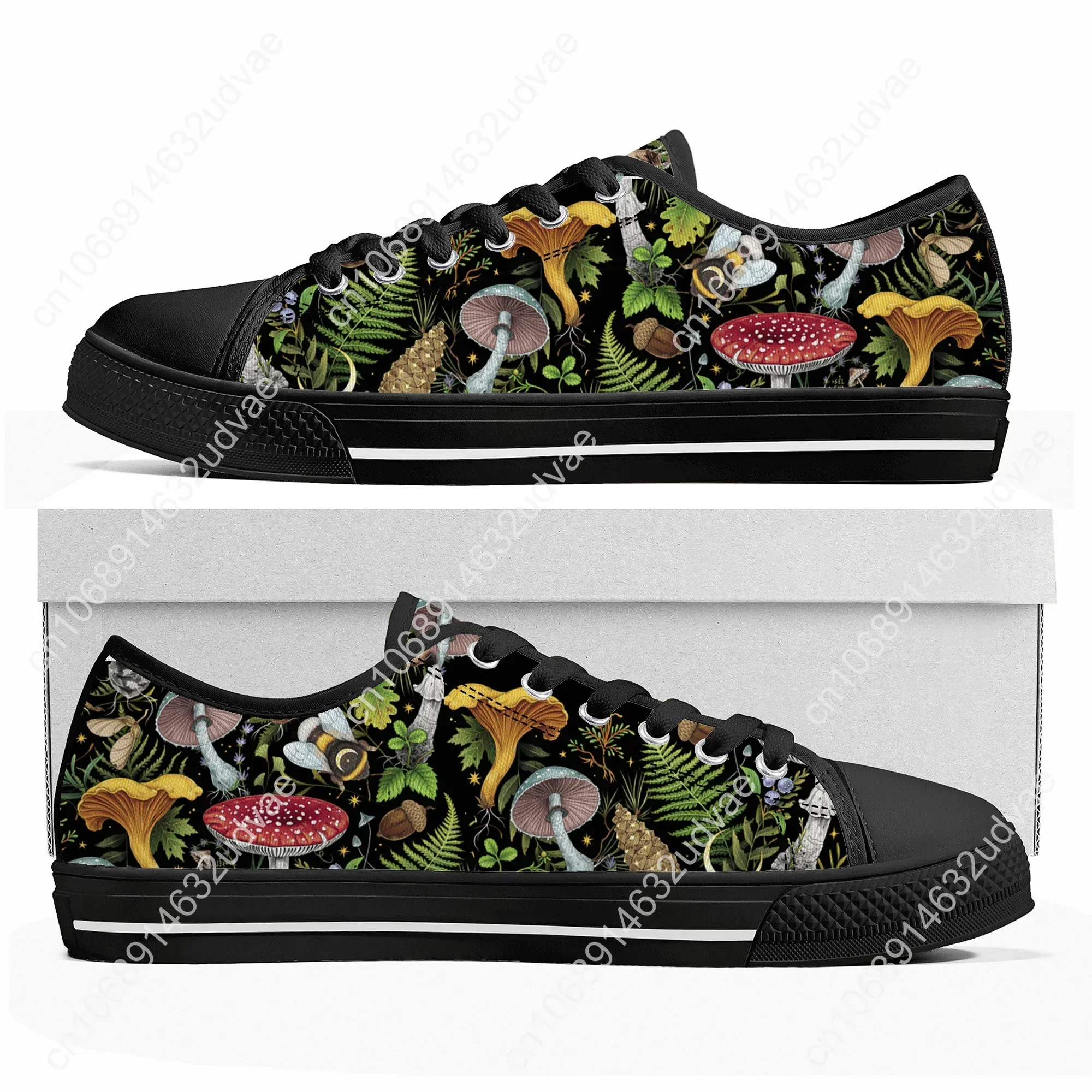 Mushroom Vintage Made Low Top Sneakers Mens Womens High Quality Canvas Sneaker Bespoke Casual Couple Shoes Custom Shoes 3