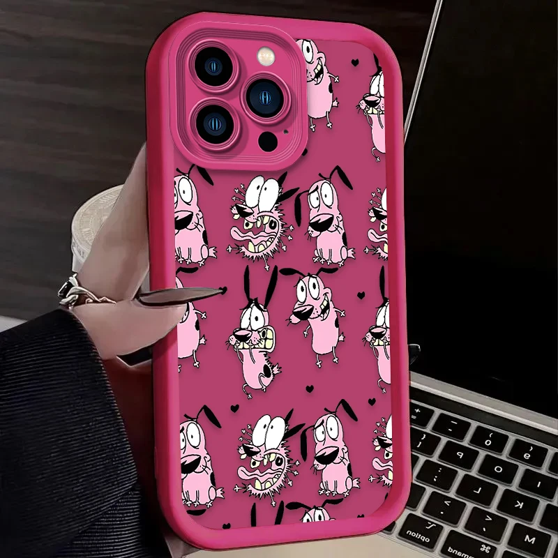 Courages Cowardly Dog Case For iPhone 14 15 16 13 12 11 Pro Max X XS X S Max XR SE 2020 7 8 Plus iphone16 Soft Silicone Funda