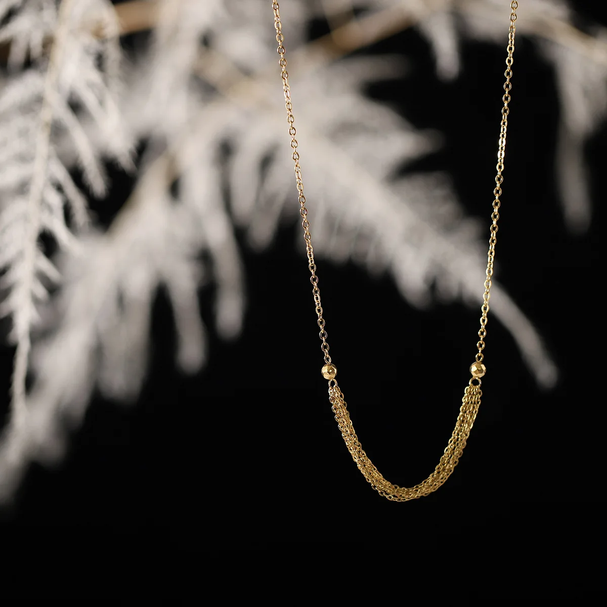 Gold Plated Stainless Steel Layered Collar Necklace for Women Minimalist Fashion Clavicle Chain Jewelry