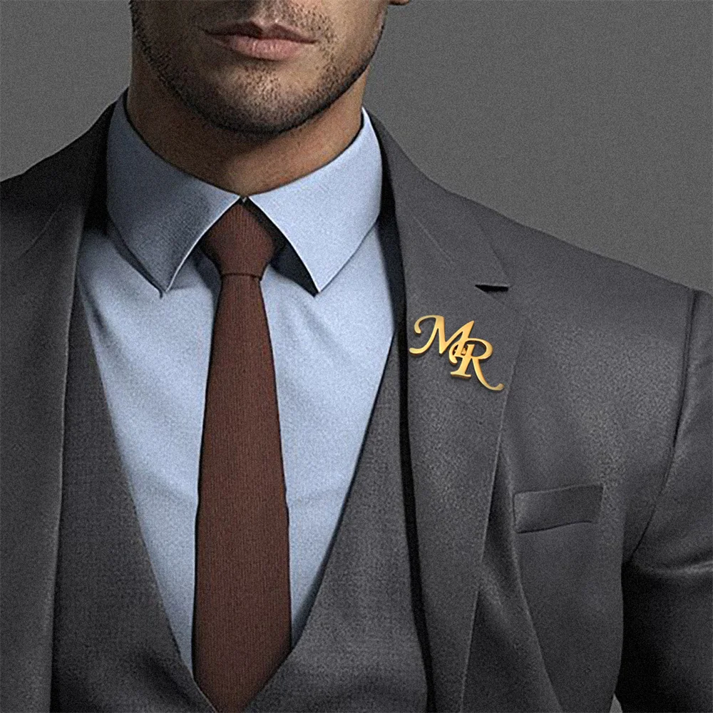 My Shape Benutzer definierte Initialen Brosche für Herren anzug für lässigen Pullover Mantel personal isierte Buchstaben Stifte Abzeichen Typenschild Brosche Schmuck – Detail 14