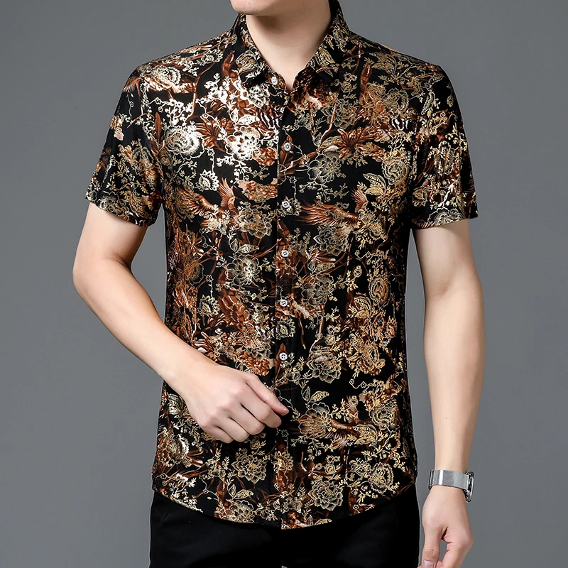 Summer New Lapel Beach Outfit with Hawaiian Style Double-sided Floral Chinese Fashion Casual Cardigan for Men with Short Sleeves