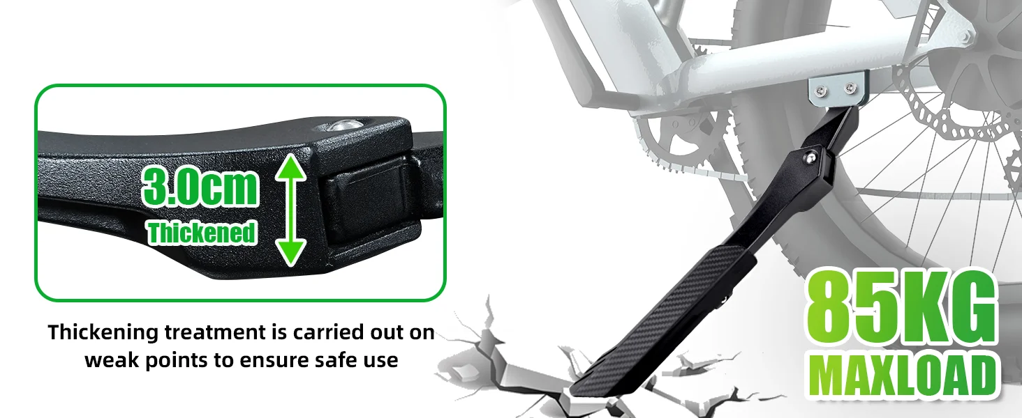 RBRL Aluminium E-Bike Ständer mit verbreiterter Basis, rutschfester Fahrradständer für 26-29 Zoll E-Bikes, verstellbare universelle Stütze 40mm – Detail 2