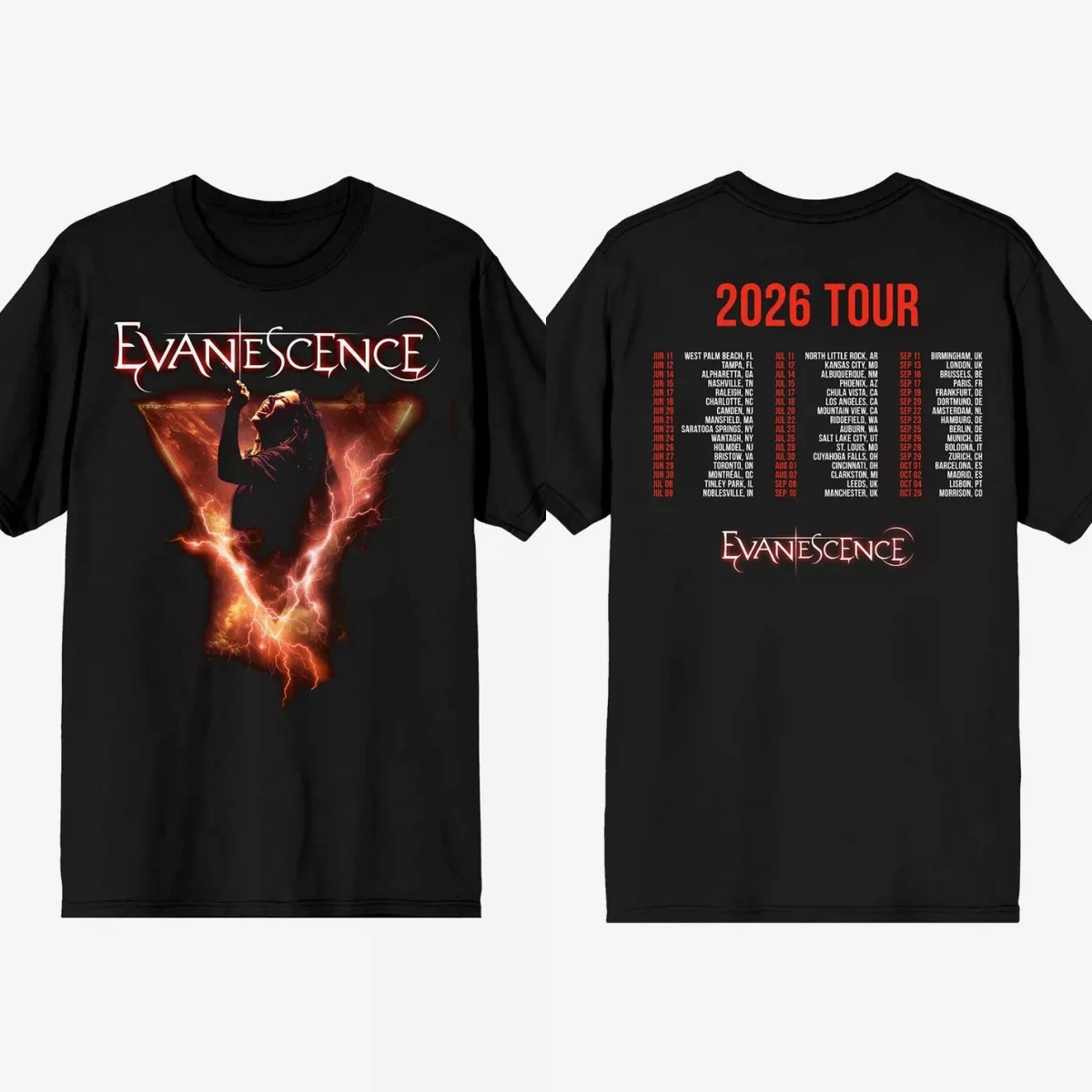 Evanescence 2026 Tour Band T-Shirt Cotton Graphic Tee Men Women Summer Streetwear