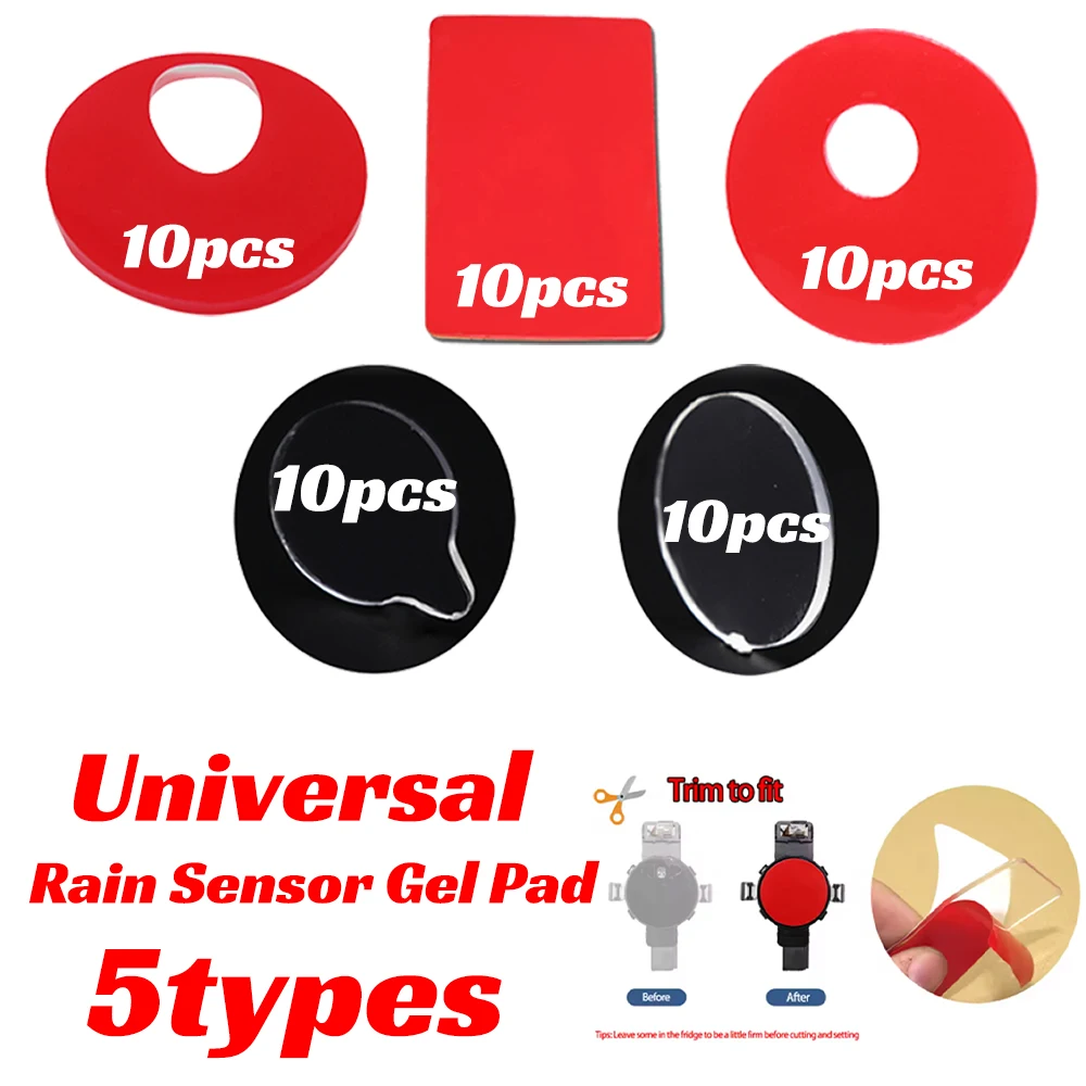 10Pcs Car Rain Sensor Gel Pad Adhesive FILM Silicone Cushion Windscreen Windshield Chip Repair Kit Tape Replace Universal Fix