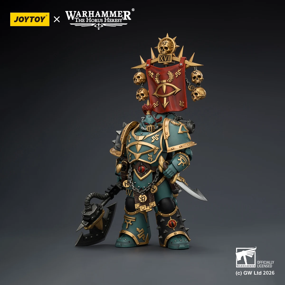 Figura de Acción JOYTOY Warhammer Vheren Ashurhaddon, Modelo Consul Emisario Oscuro, Muñecos Articulados, Colección Hombres de Horus
