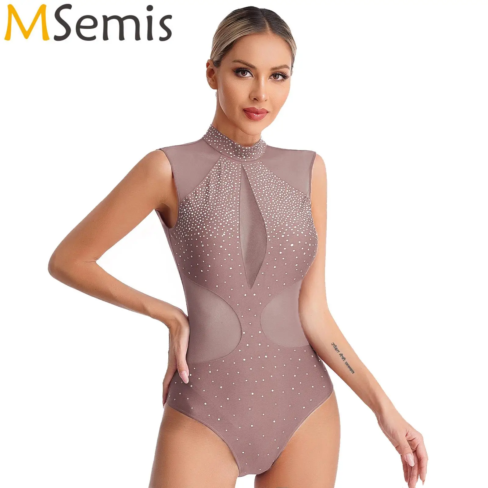 Kostum Skating wanita berlian imitasi mengilap senam gambar artistik Jersey balet atletik Bodysuit Tango Latin Leotards Jazz