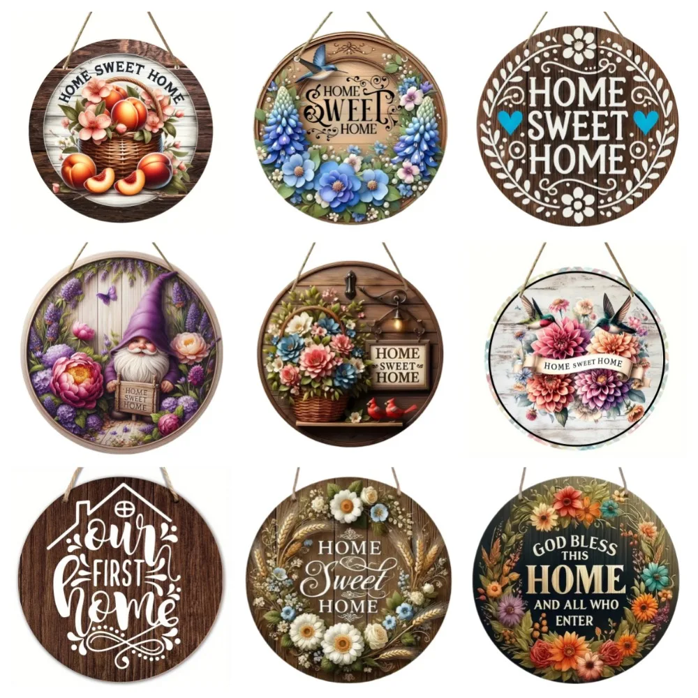 Vintage Home Is A Sweet Circular Wooden Sign Hanging, Suitable for Home, Living Room, Garden, Room, Porch Decoration, Gifts