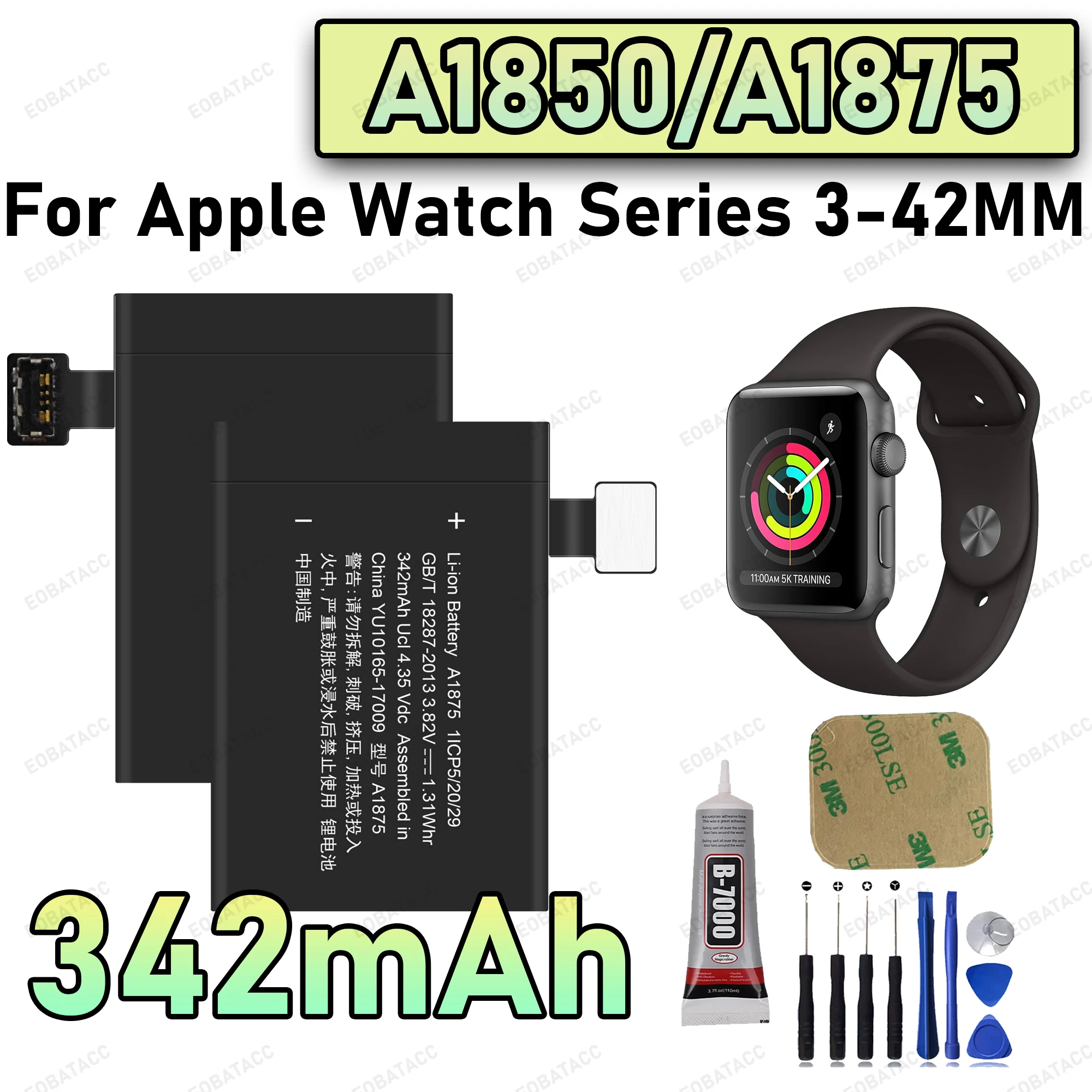 100% New Zero Cycle Original A1847 A1848 A1850 A1875 Battery For Apple Watch Series 3 38MM 42MM/iWatch 3 42MM SmartWatch Bateria