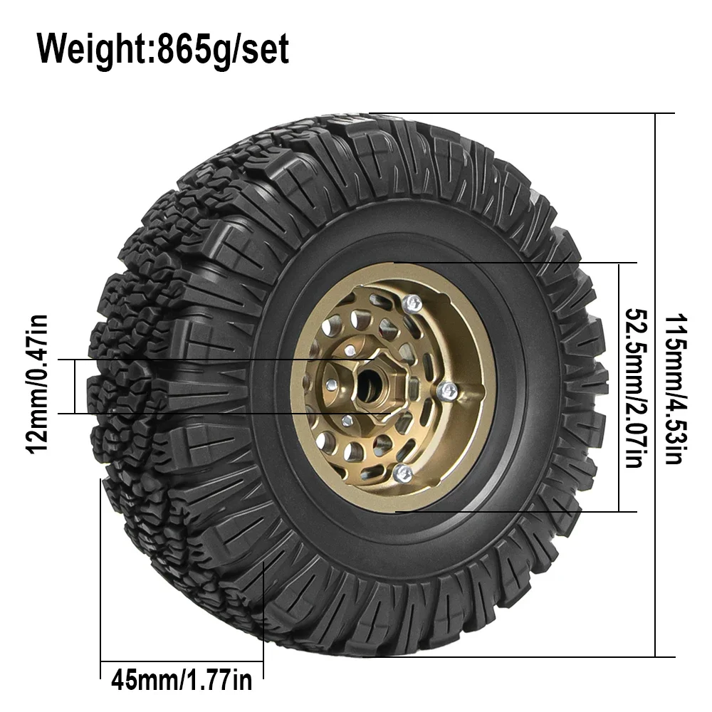 RC 1.9-inch four-piece set of aluminum double-wheel hub/tire with adjustable offset, suitable for SCX10 TRX4 90046 D90 h12y