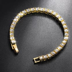 Hip Hop 1Row Tennis Chain Bracelet Selling Bling CZ Iced Out Rhinestone Cubic Zirconia Tennis Chain Bracelets Women Men Jewelry