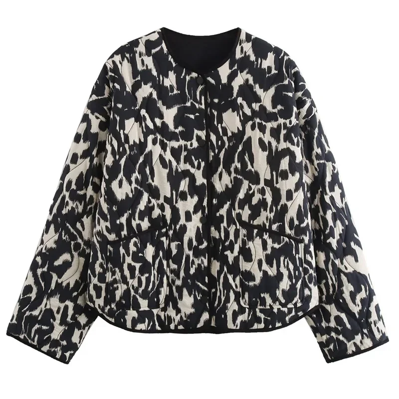 

Coats For Woman Print Short Padded Jacket Vintage Long Sleeve Woman's Quilted Jacket Autumn Winter Cropped Jacket Outerwear